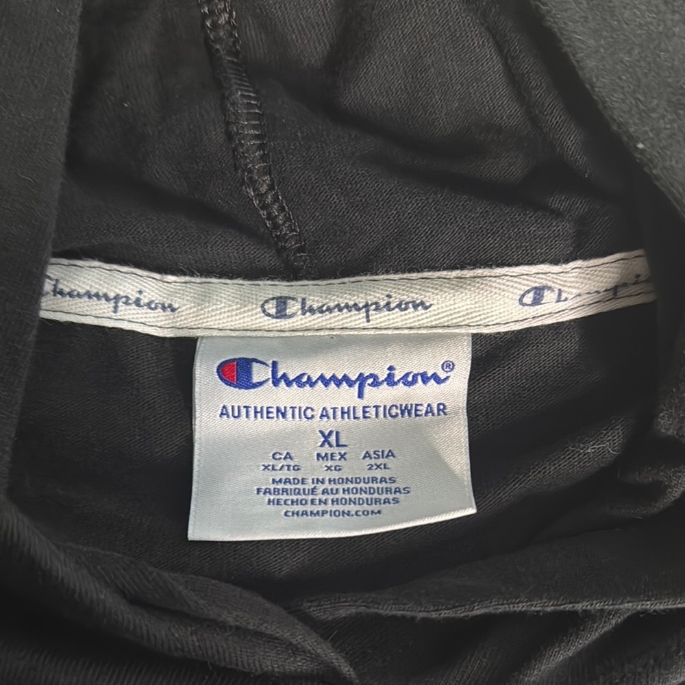Champion Black Long Sleeve Light Weight Tee With Hood Athleticwear - Picture 2 of 5